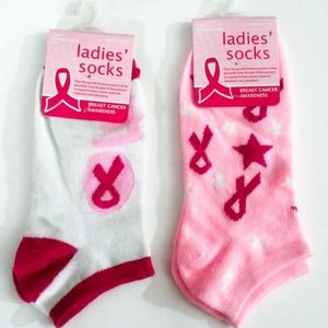 2 Pair Breast Cancer Awareness Socks